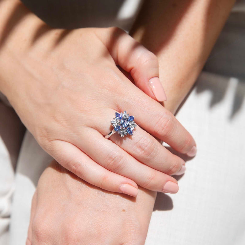 Astari Sapphire & Diamond Starburst Ring 18ct White Gold* DRAFT & META Rings Imperial Jewellery 