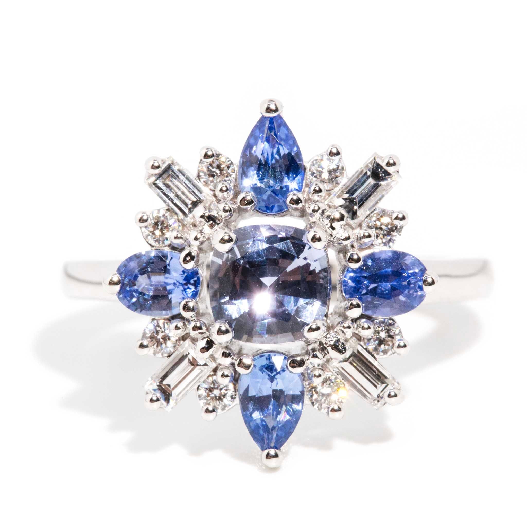 Astari Sapphire & Diamond Starburst Ring 18ct White Gold* DRAFT & META Rings Imperial Jewellery Imperial Jewellery - Hamilton 