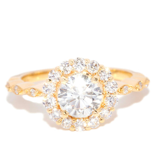 Atlas 1.01ct GIA Certified Diamond Halo Ring 18K Yellow Gold