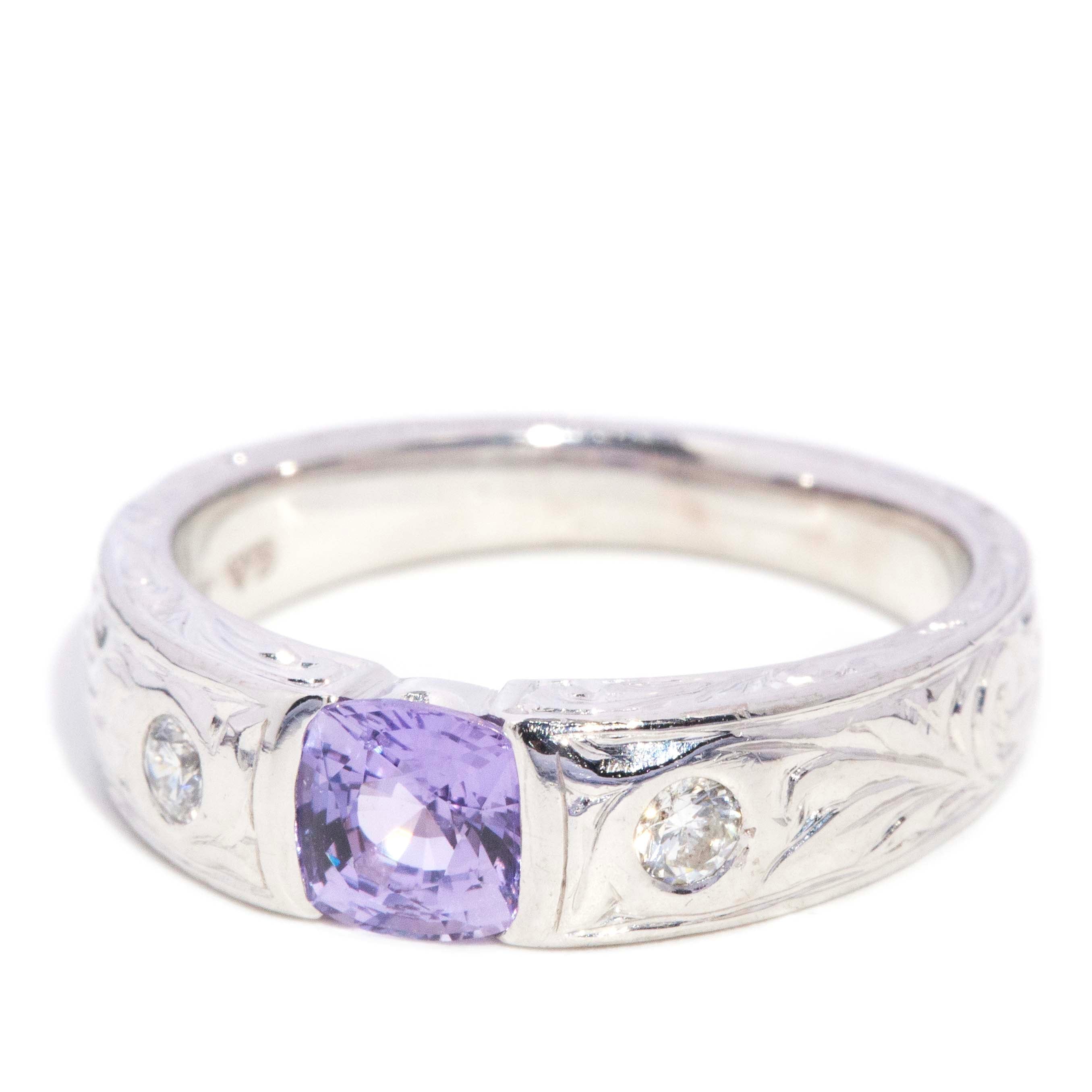 Aurea Lavender Sapphire & Diamond Ring 18ct White Gold Rings Imperial Jewellery 