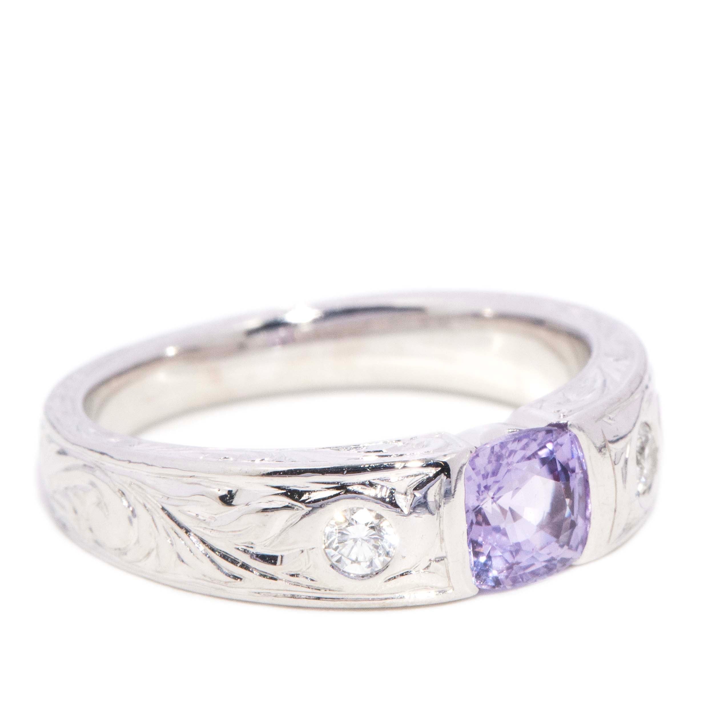 Aurea Lavender Sapphire & Diamond Ring 18ct White Gold Rings Imperial Jewellery 