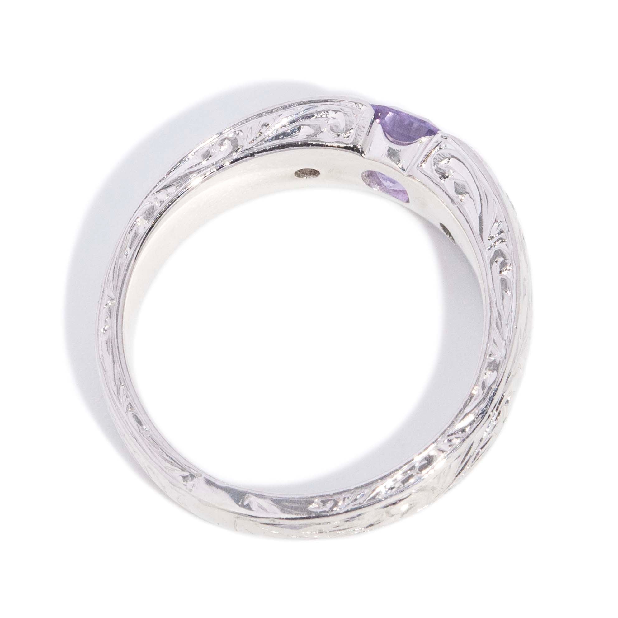Aurea Lavender Sapphire & Diamond Ring 18ct White Gold Rings Imperial Jewellery 