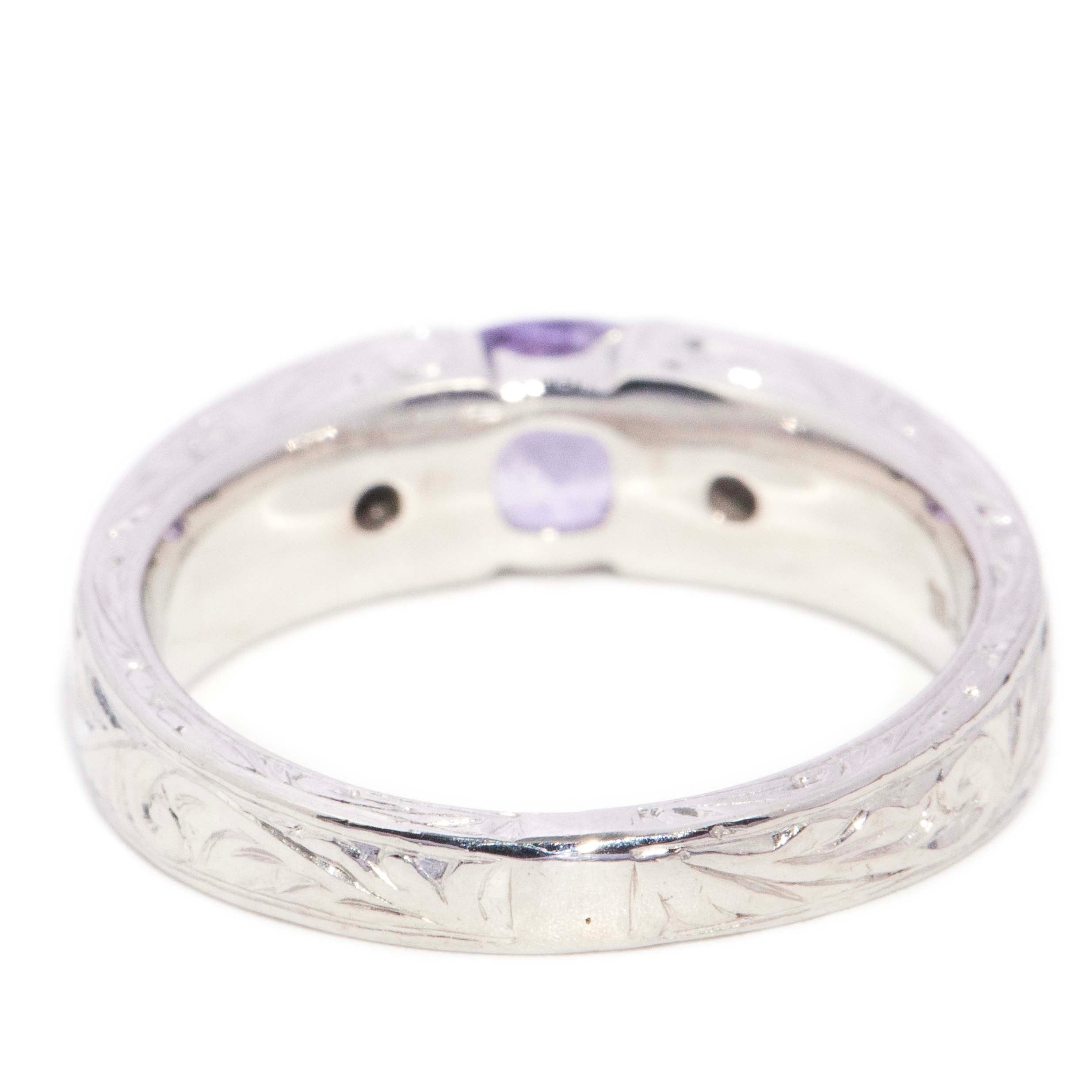 Aurea Lavender Sapphire & Diamond Ring 18ct White Gold Rings Imperial Jewellery 
