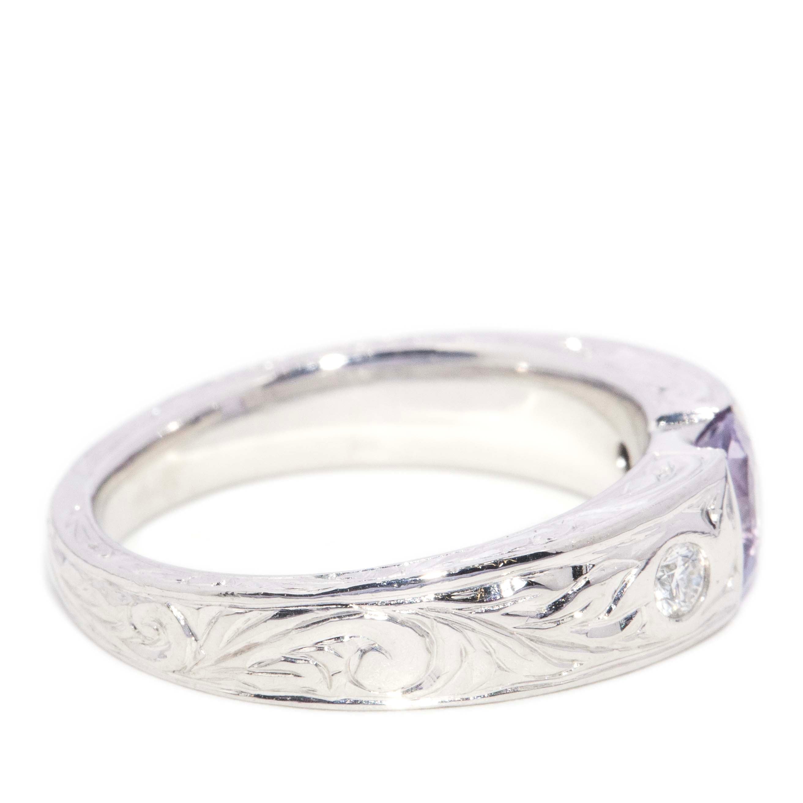 Aurea Lavender Sapphire & Diamond Ring 18ct White Gold Rings Imperial Jewellery 