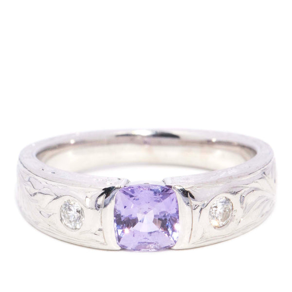 Aurea Lavender Sapphire & Diamond Ring 18ct White Gold Rings Imperial Jewellery 