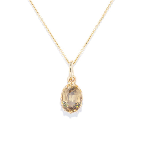 Aurea Reinvented Oval Yellow Zircon Pendant 15K Yellow Gold
