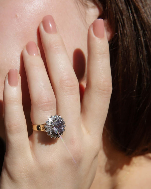 Reinvented Vintage Lavender Spinel & Diamond Ring 18 Carat Gold