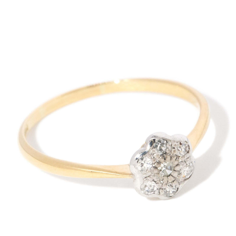Antique Circa 1920s Antique Diamond Daisy Cluster Ring 18 Carat Gold