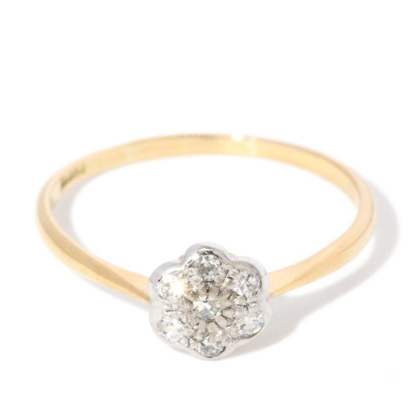 Antique Circa 1920s Antique Diamond Daisy Cluster Ring 18 Carat Gold