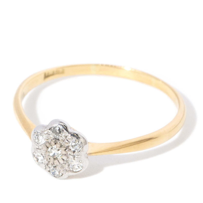 Antique Circa 1920s Antique Diamond Daisy Cluster Ring 18 Carat Gold