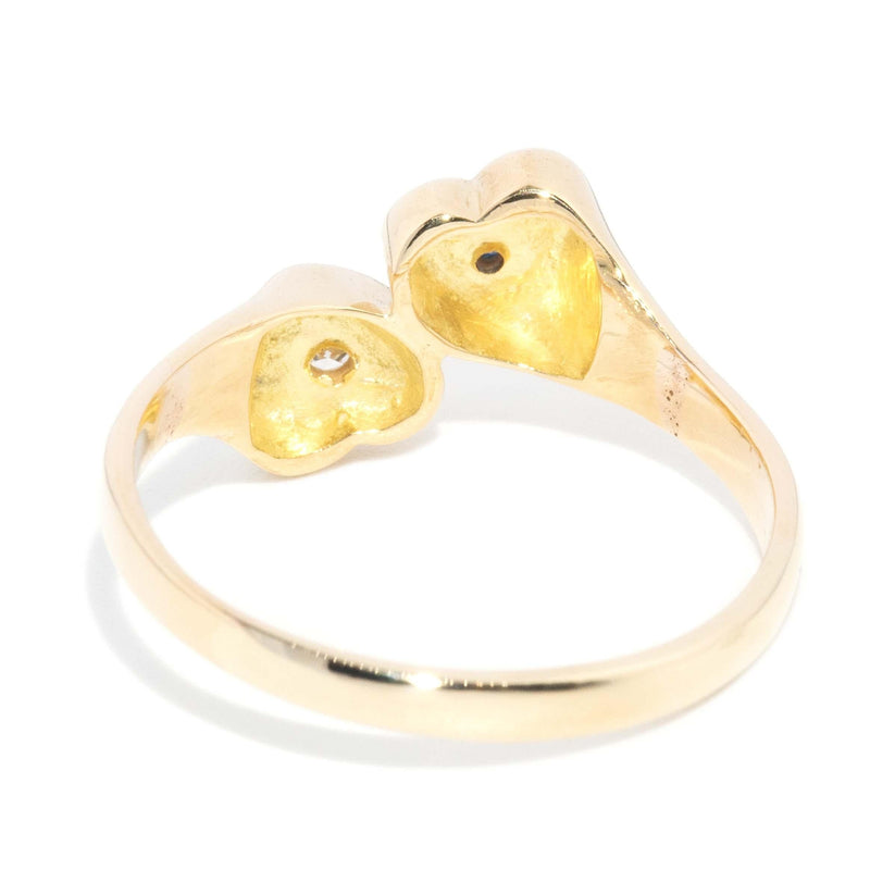 Vintage Circa 1980s Toi Et Moi Sapphire & Diamond Ring 14 Carat Gold