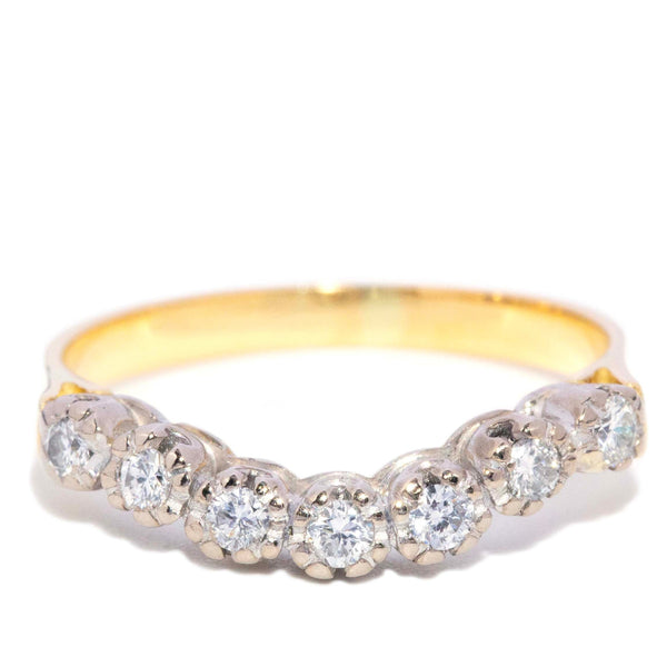 Bailey Circa 1980s Diamond Chevron Ring Two Tone 18ct Yellow & White Gold Rings Imperial Jewellery 