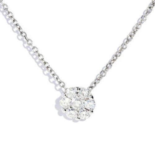 Baylor Diamond Cluster Cable Link Necklet 18K White Gold