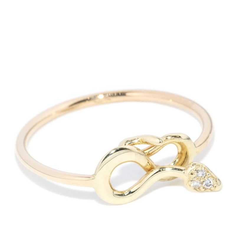 Vintage Circa 1980s Brilliant Diamond Serpent Ring 9 Carat Gold