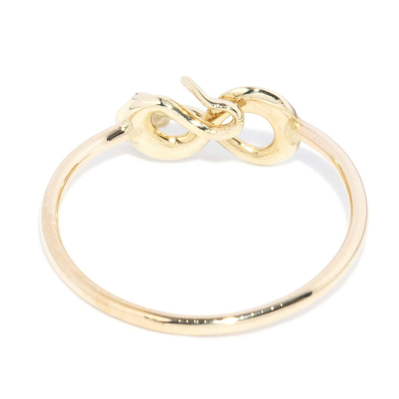 Vintage Circa 1980s Brilliant Diamond Serpent Ring 9 Carat Gold