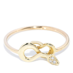 Vintage Circa 1980s Brilliant Diamond Serpent Ring 9 Carat Gold