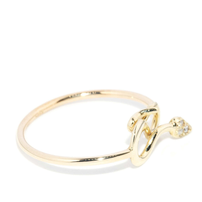 Vintage Circa 1980s Brilliant Diamond Serpent Ring 9 Carat Gold
