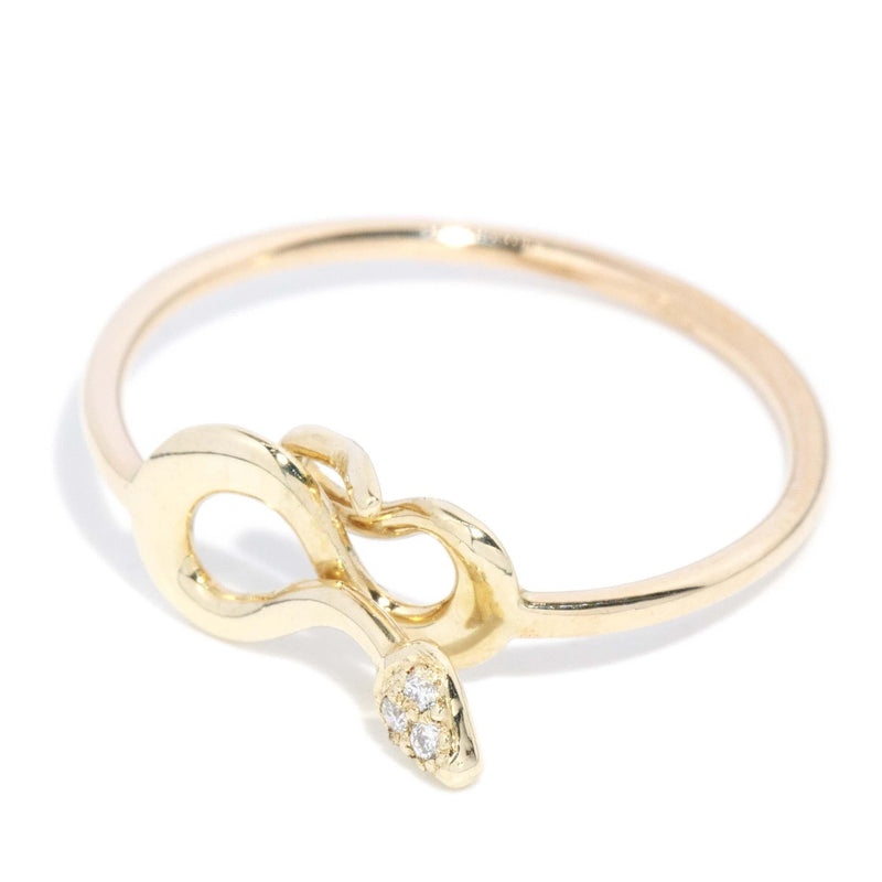 Vintage Circa 1980s Brilliant Diamond Serpent Ring 9 Carat Gold