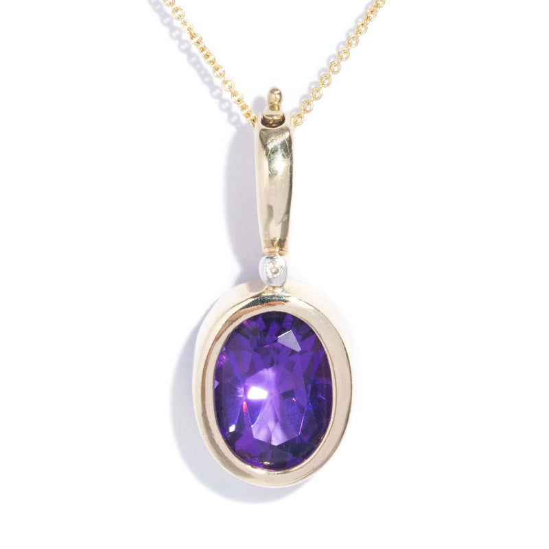 Vintage Circa 1990s Amethyst & Diamond Enhancer Pendant 9 Carat Gold
