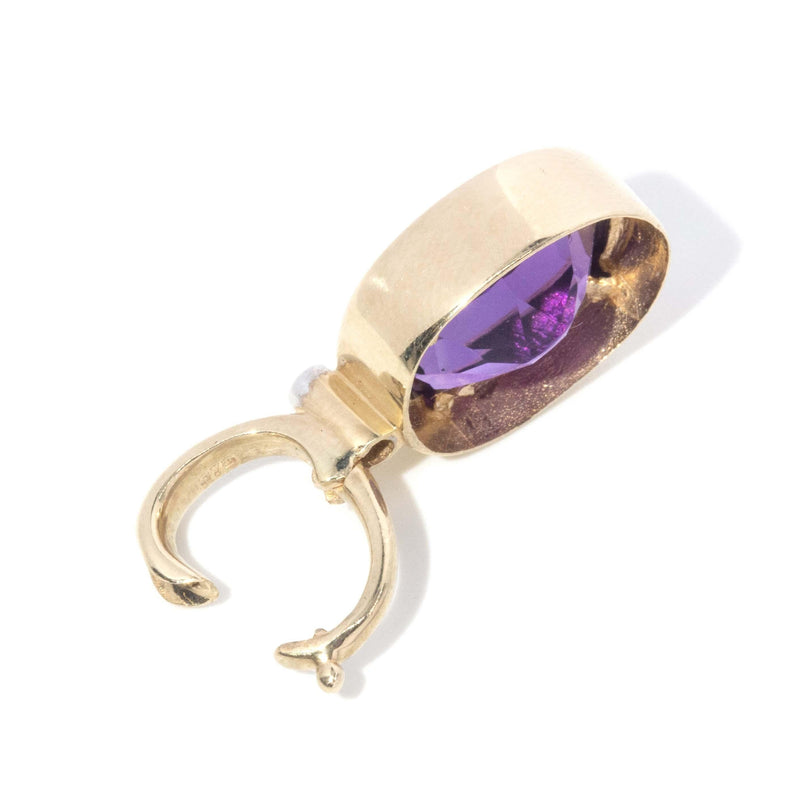 Vintage Circa 1990s Amethyst & Diamond Enhancer Pendant 9 Carat Gold