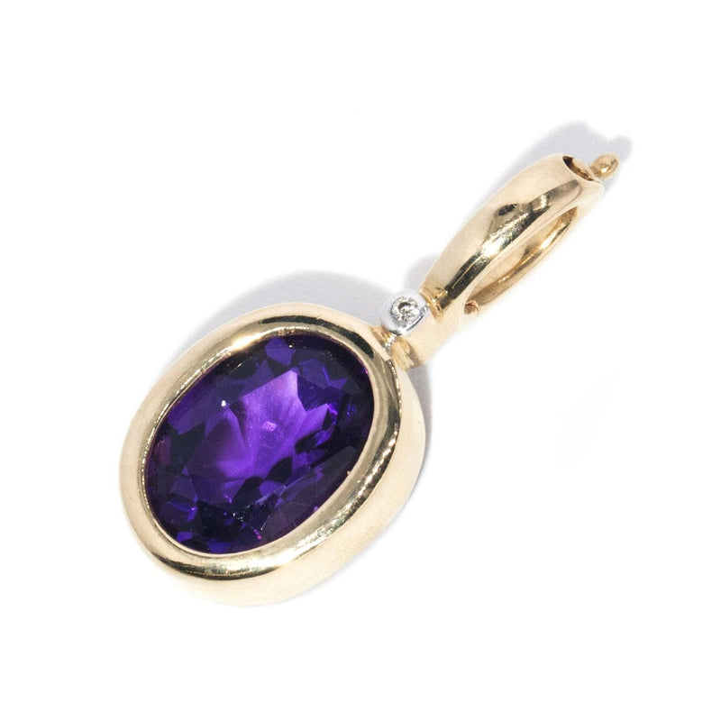 Vintage Circa 1990s Amethyst & Diamond Enhancer Pendant 9 Carat Gold