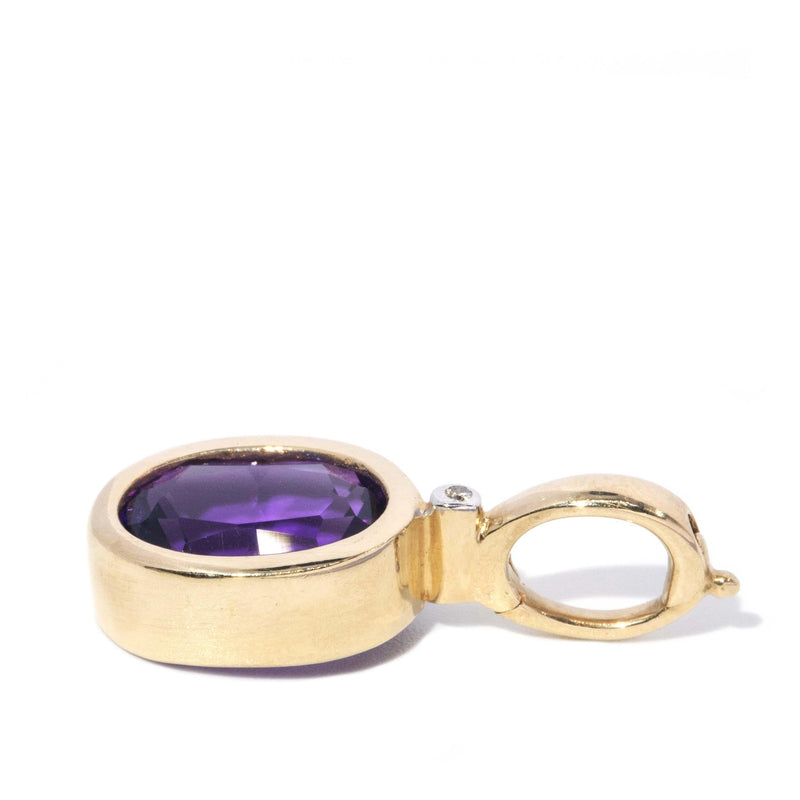Vintage Circa 1990s Amethyst & Diamond Enhancer Pendant 9 Carat Gold