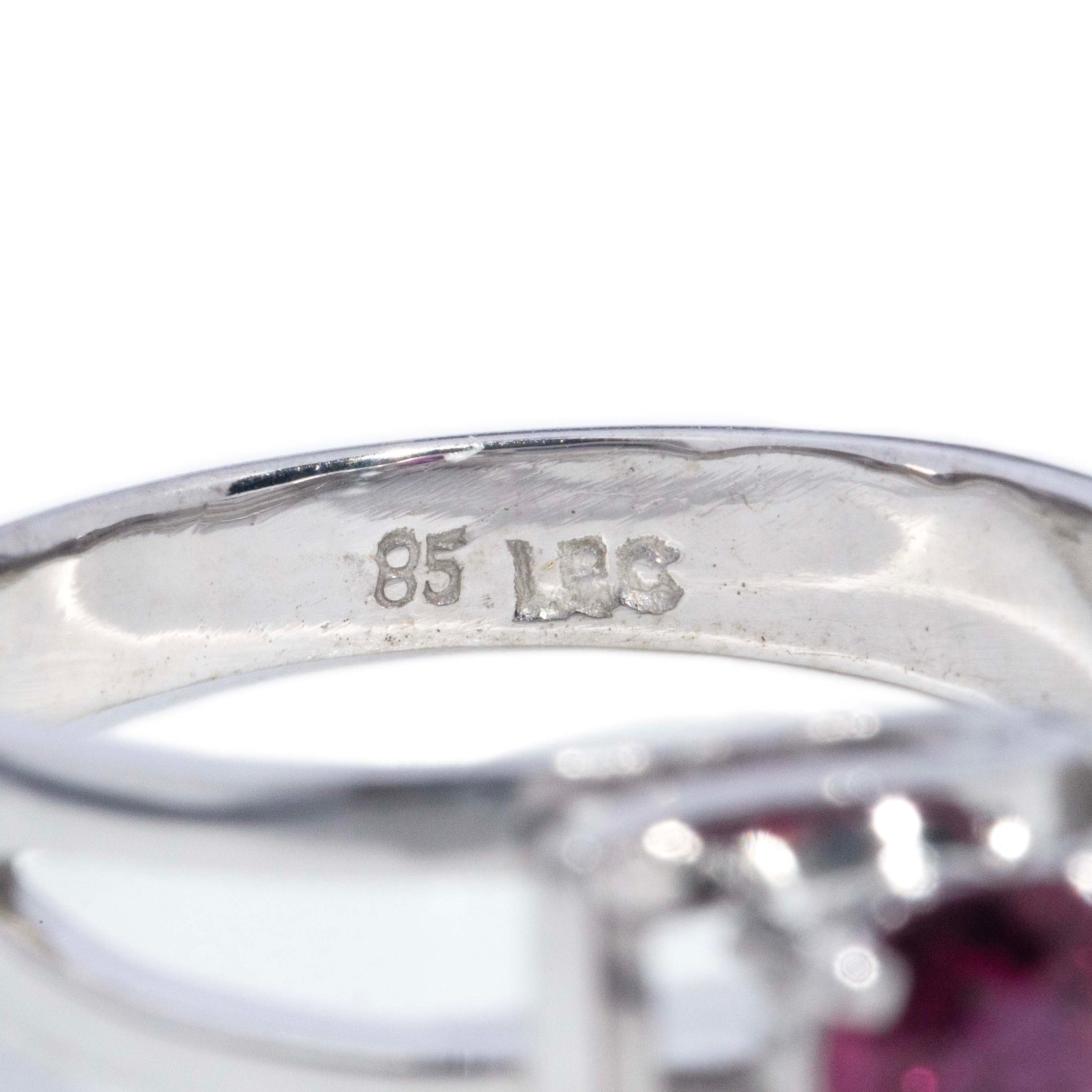 Belinda 1970s Ruby & Diamond Ring 14ct White Gold Rings Imperial Jewellery 