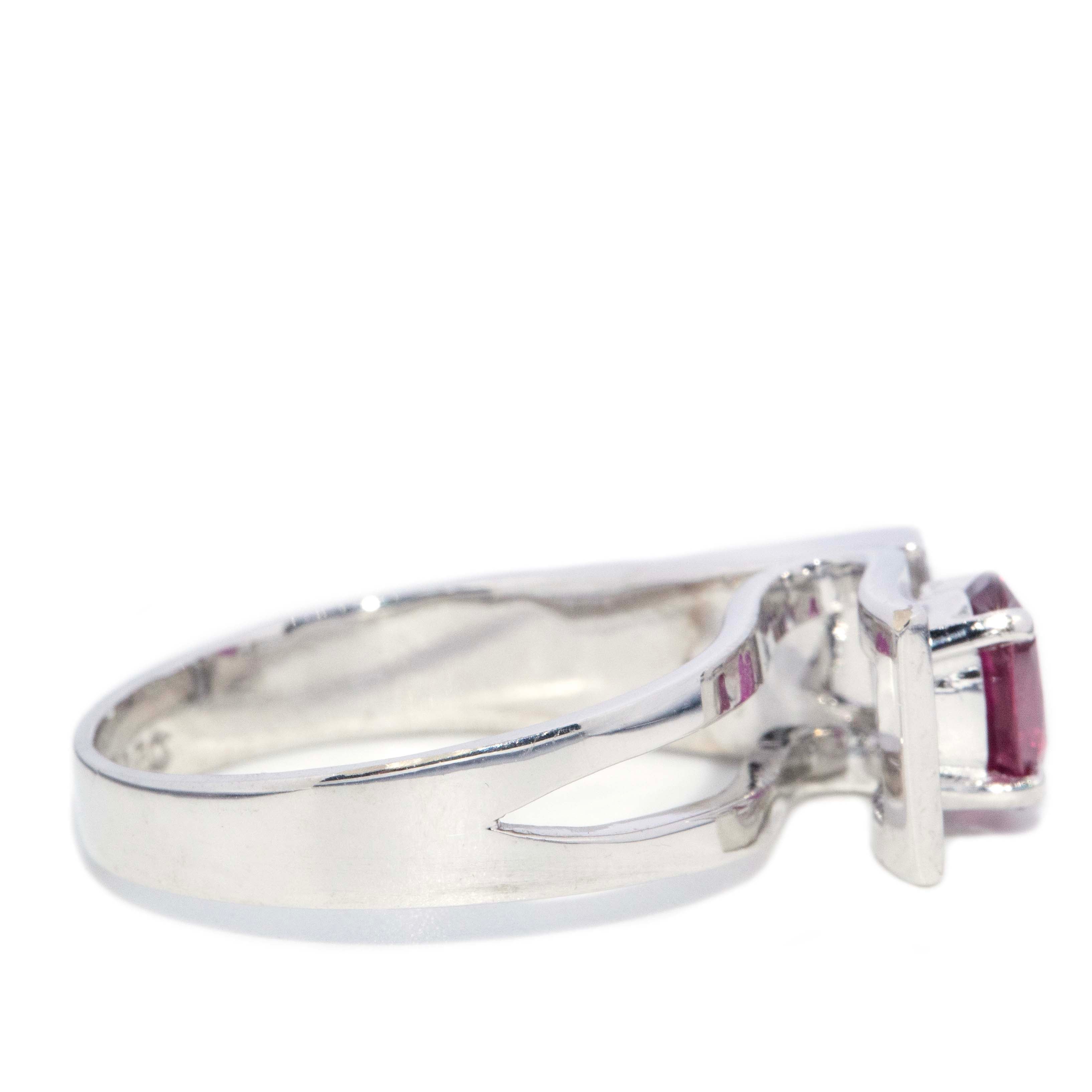 Belinda 1970s Ruby & Diamond Ring 14ct White Gold Rings Imperial Jewellery 