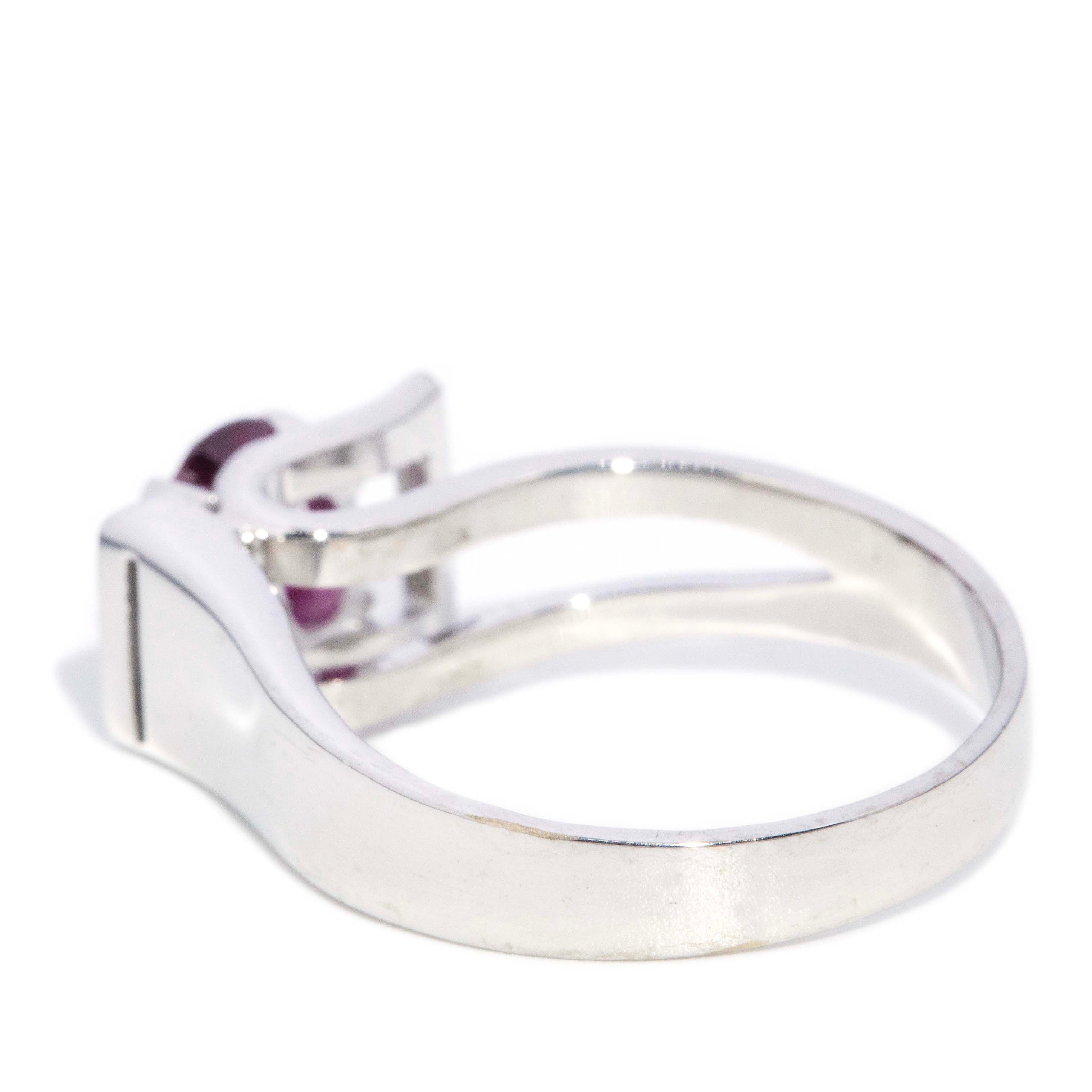 Belinda 1970s Ruby & Diamond Ring 14ct White Gold Rings Imperial Jewellery 
