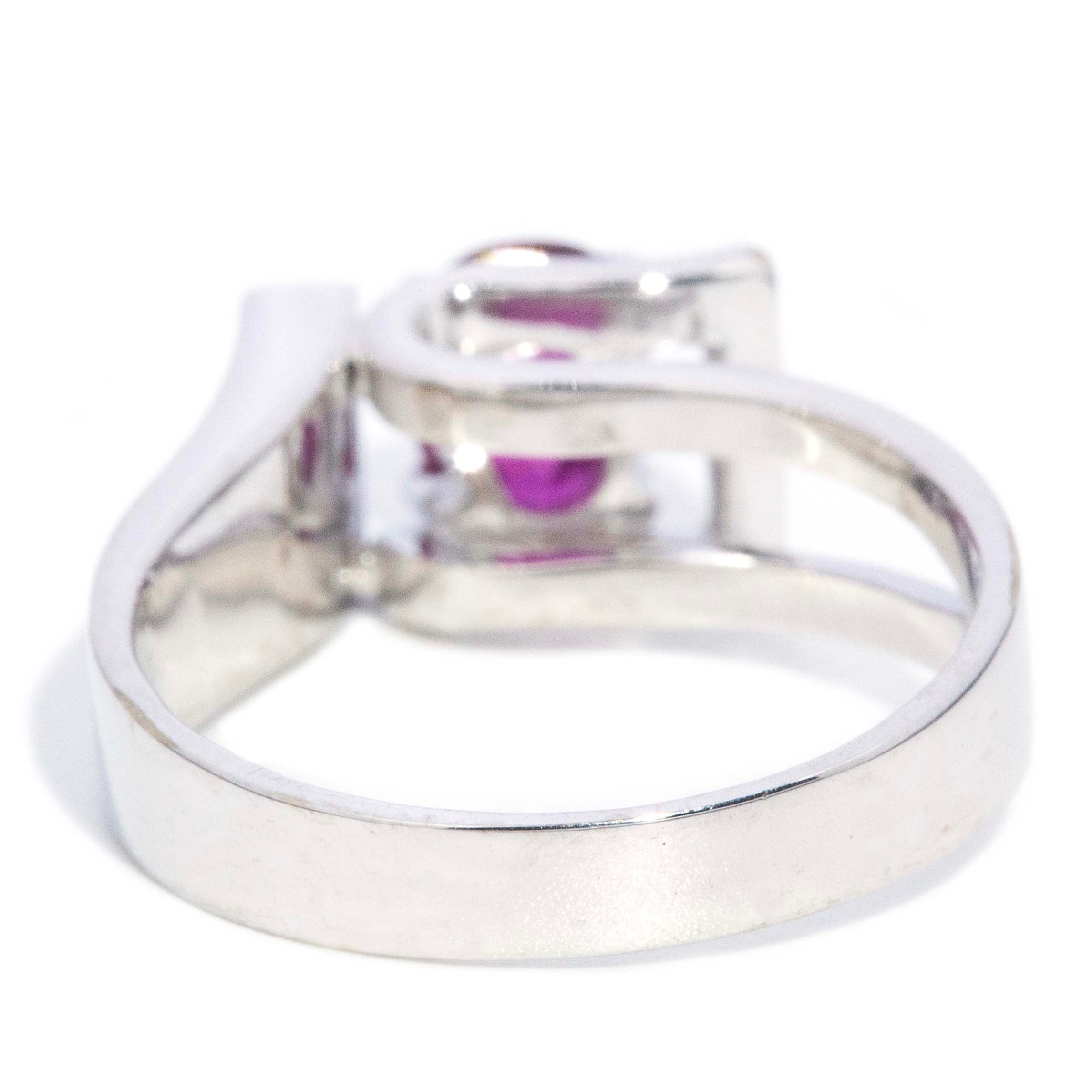 Belinda 1970s Ruby & Diamond Ring 14ct White Gold Rings Imperial Jewellery 