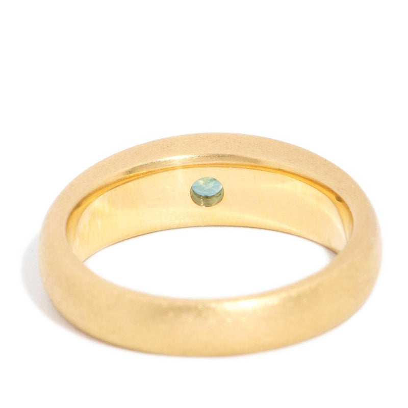 Contemporary Teal Sapphire Textured Ring 18 Carat Yellow Gold