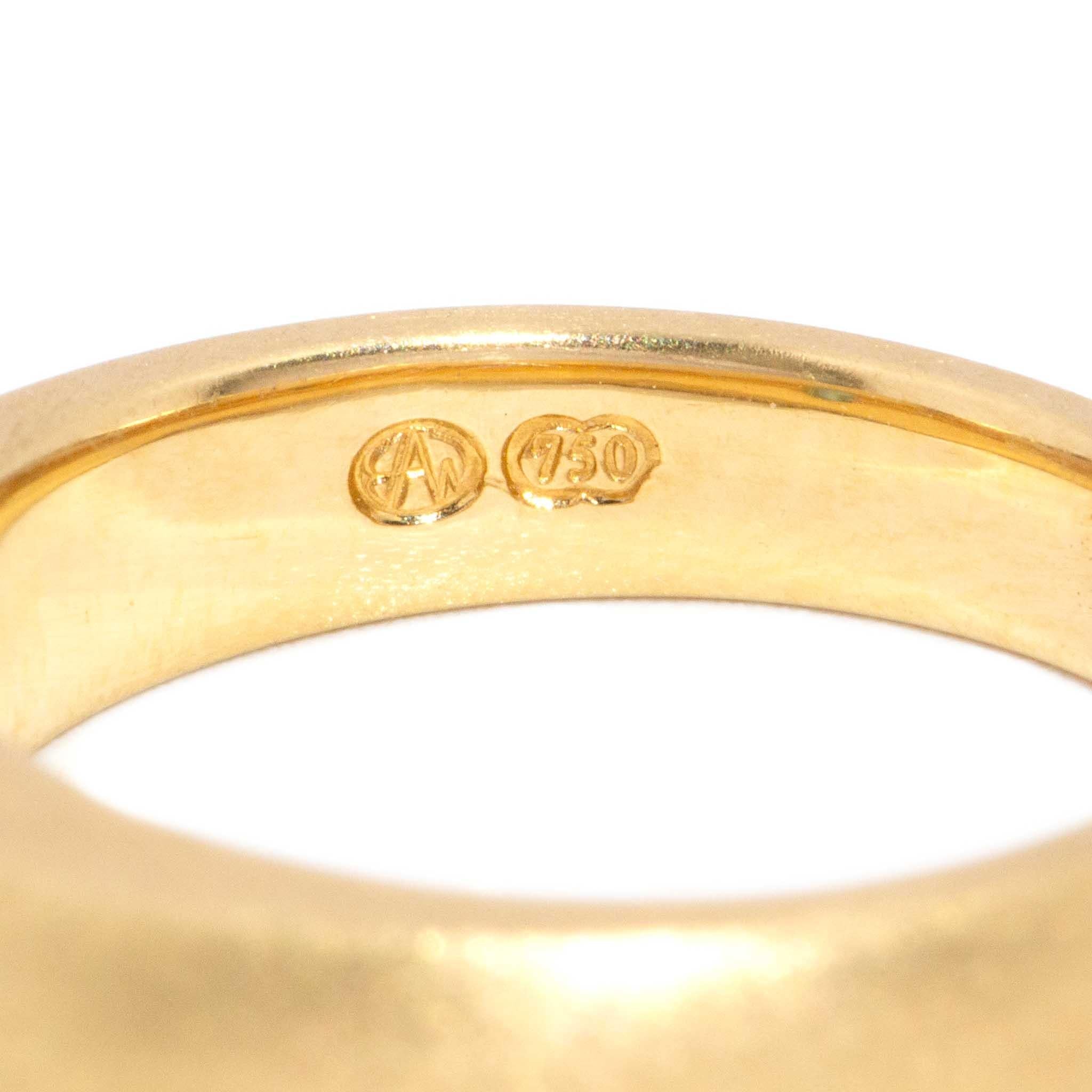 Contemporary Teal Sapphire Textured Ring 18 Carat Yellow Gold