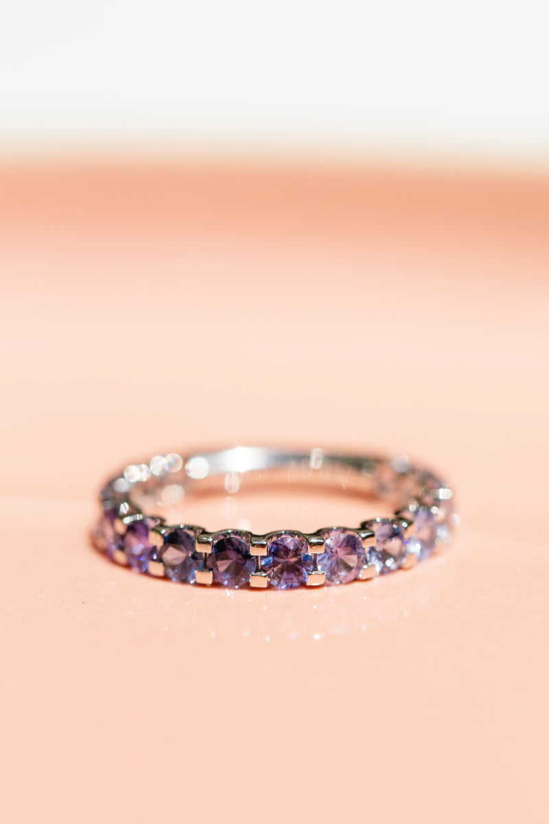 "Elegant 'Belle Blue' 18ct White Gold Ring with Ceylon Sapphire Ombre Design, Perfect Luxury Jewelry Statement Piece"