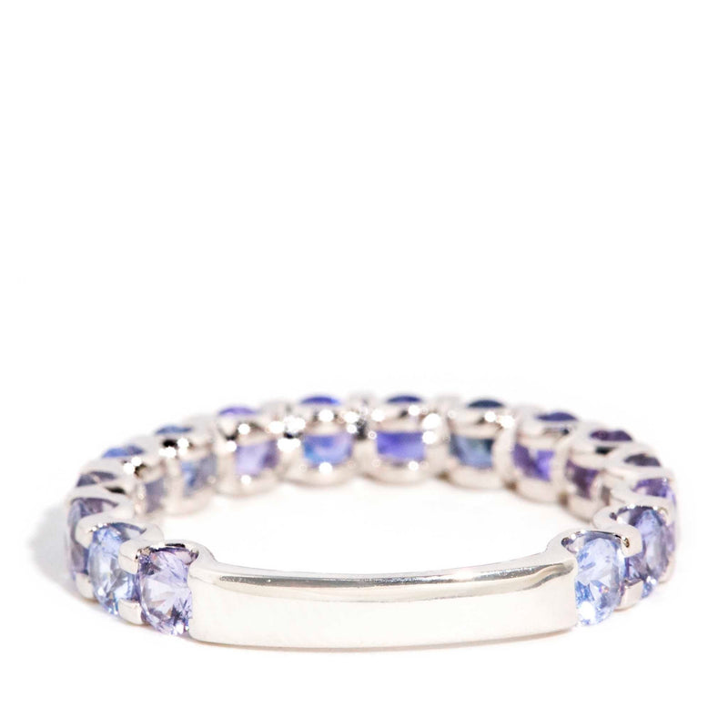 Elegant "Belle Blue" 18ct white gold ring featuring a stunning ombre of Ceylon sapphires, perfect for luxury jewelry lovers.