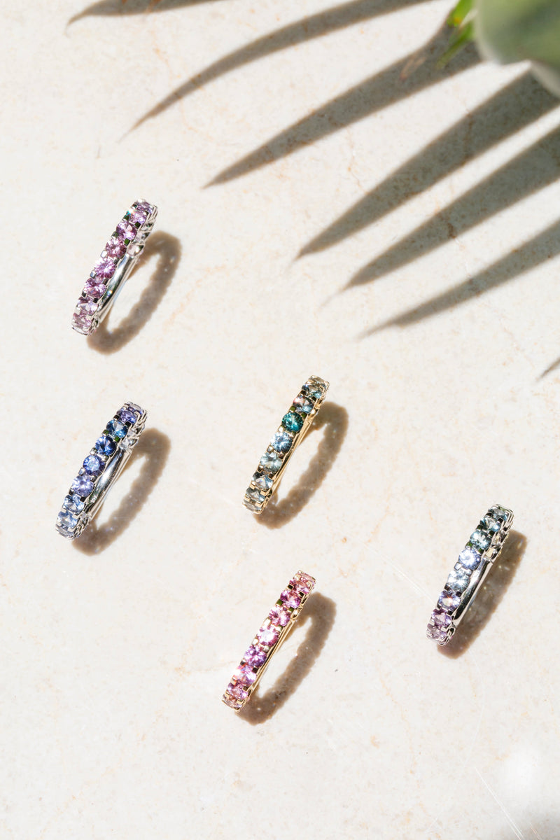 "Belle Blue 18ct White Gold Ceylon Sapphire Ombre Ring with stunning gradient gemstones, elegant luxury jewelry piece."