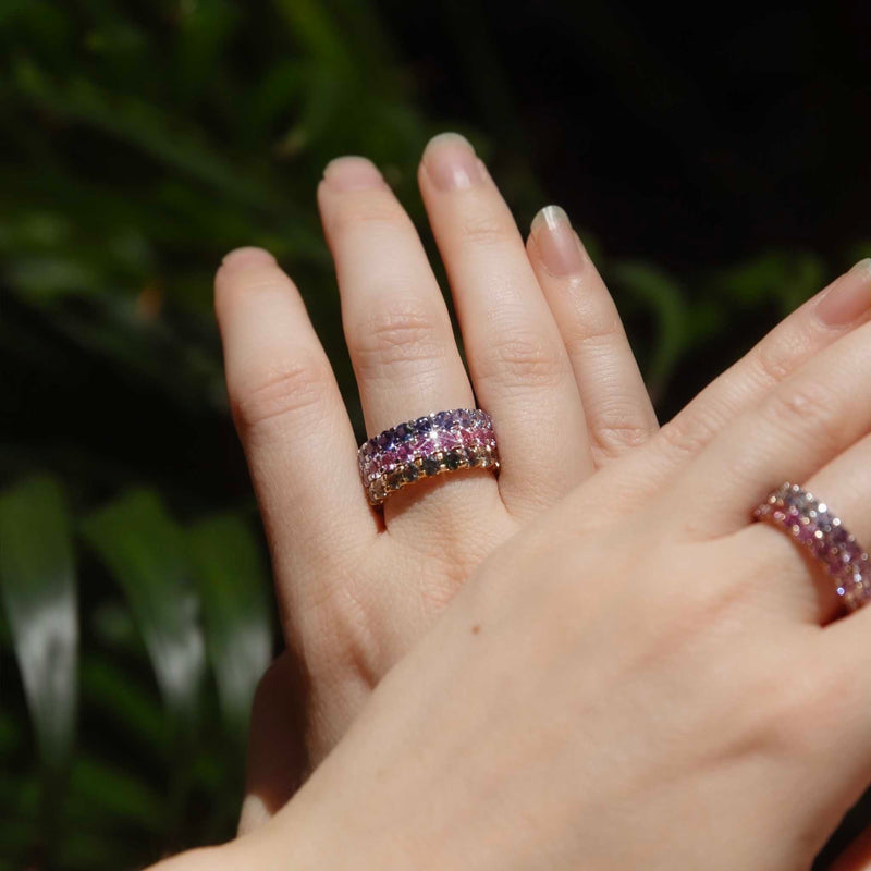Elegant "Belle Blue" 18ct white gold ring featuring a stunning Ceylon sapphire ombre design, perfect for luxury jewelry lovers.