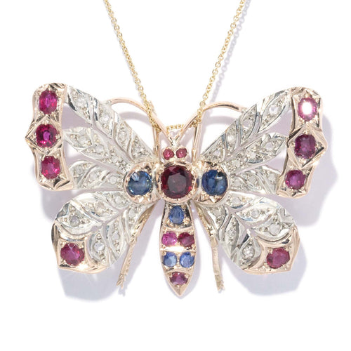 Betsy Victorian Butterfly Pendant 9K Yellow Gold & Silver