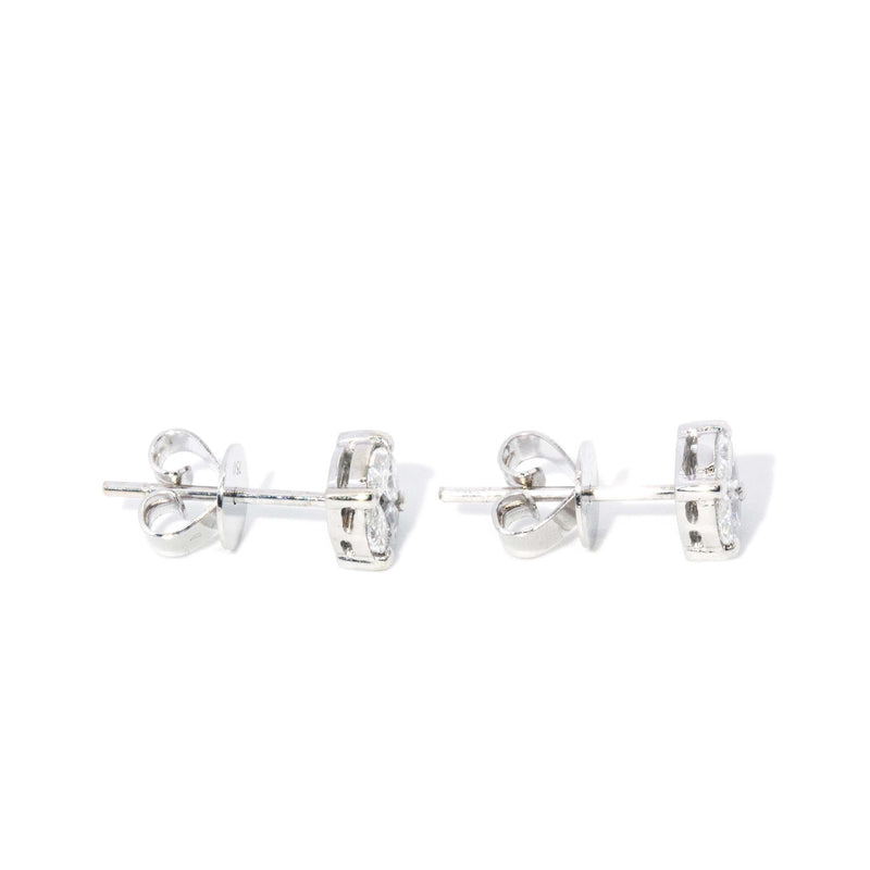 Contemporary Diamond Cluster Studs 18 Carat White Gold