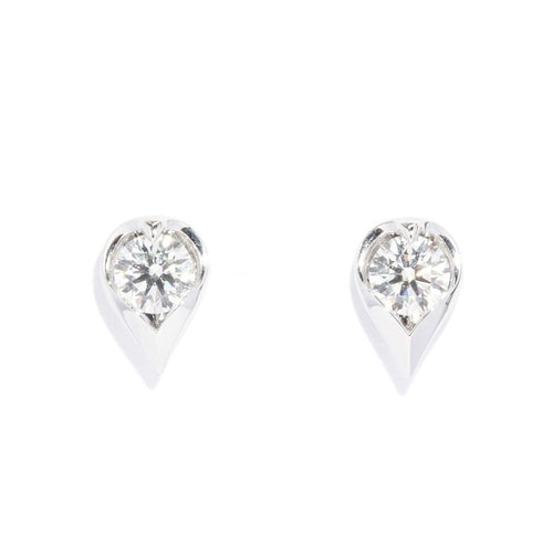 Bianca Diamond Heart Stud Earrings 18K White Gold TDW 1.00ct