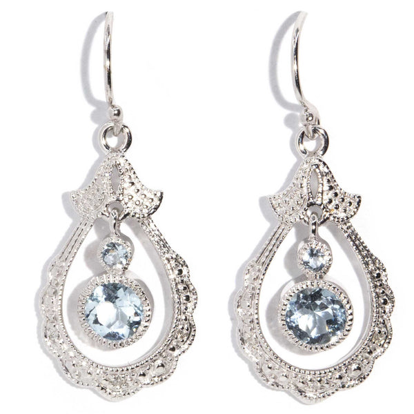 Birdie Aquamarine Drop Style 9ct Gold Earrings Earrings Imperial Jewellery 