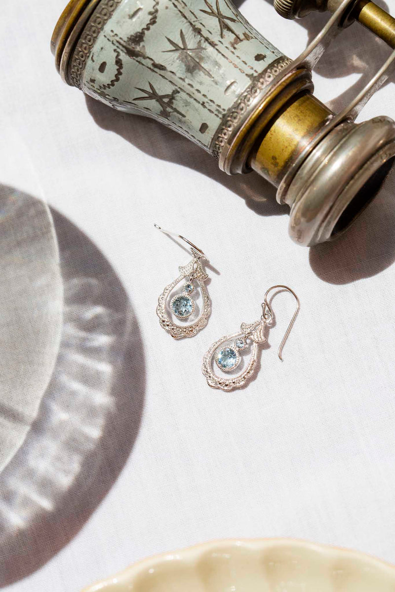 Birdie Aquamarine Drop Style 9ct Gold Earrings Earrings Imperial Jewellery 