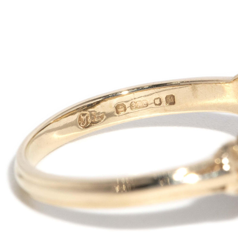 Vintage 1984 Sapphire & Pearl Ring 9 Carat Yellow Gold (OB)