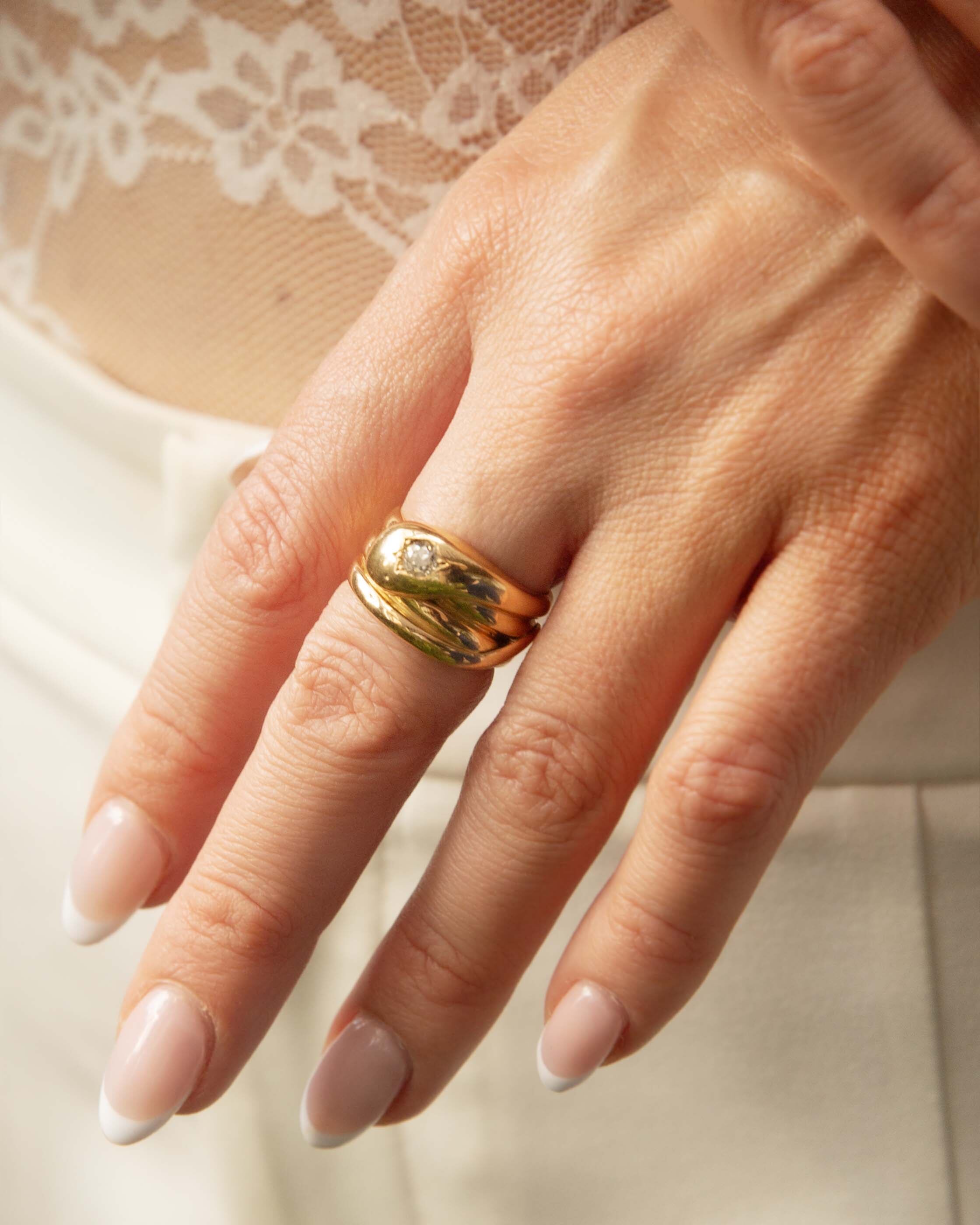 Blaise Edwardian Diamond Coiled Snake Ring 18ct Gold Rings Imperial Jewellery 