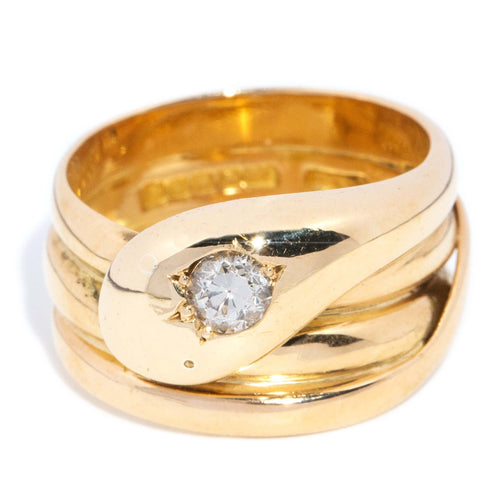 Blaise Edwardian Diamond Snake Dress Ring 18K Yellow Gold