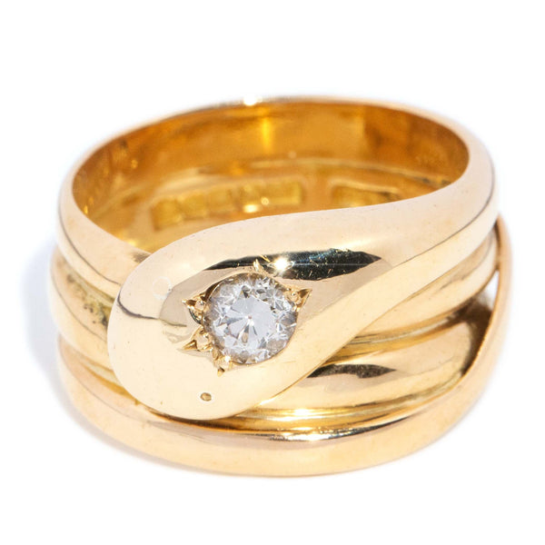 Blaise Edwardian Diamond Coiled Snake Ring 18ct Gold Rings Imperial Jewellery 