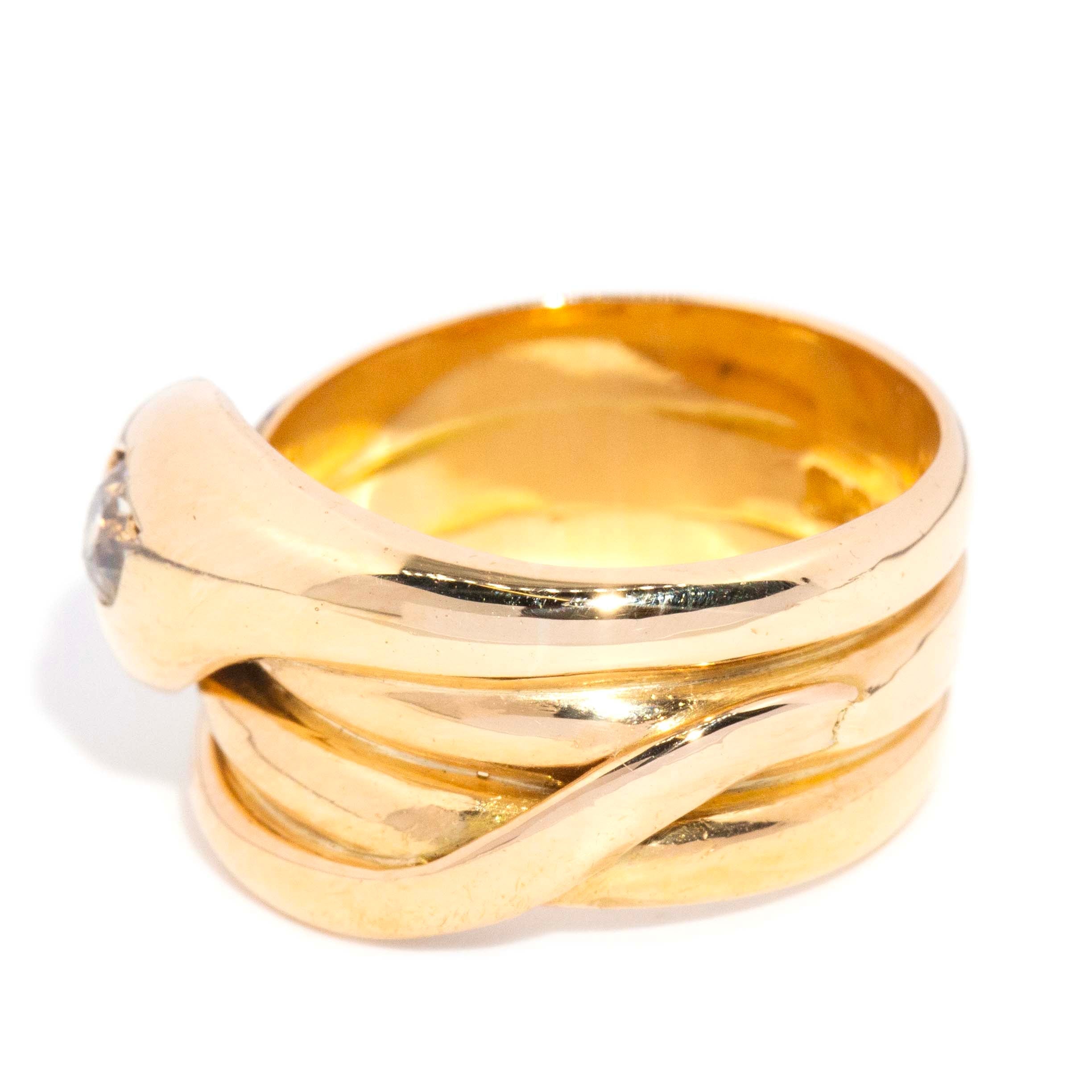 Blaise Edwardian Diamond Coiled Snake Ring 18ct Gold Rings Imperial Jewellery 