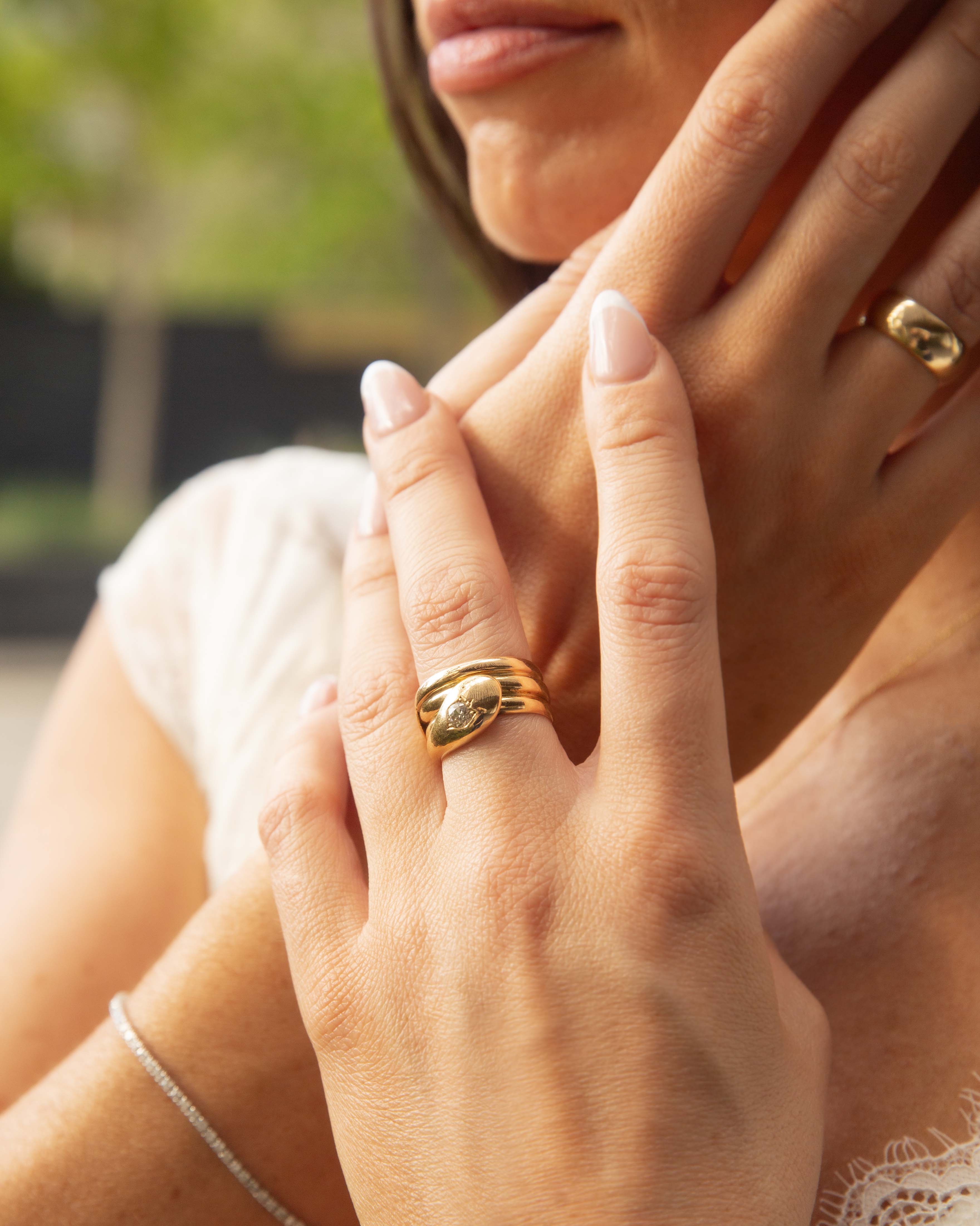 Blaise Edwardian Diamond Coiled Snake Ring 18ct Gold Rings Imperial Jewellery 