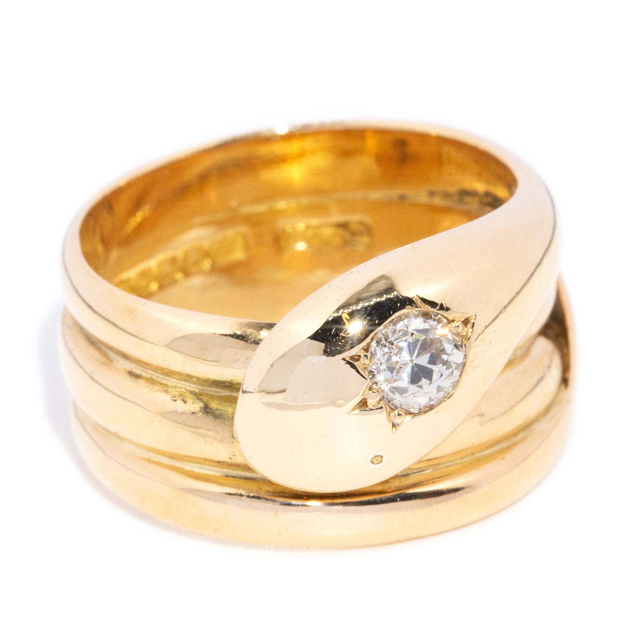 Blaise Edwardian Diamond Coiled Snake Ring 18ct Gold Rings Imperial Jewellery 