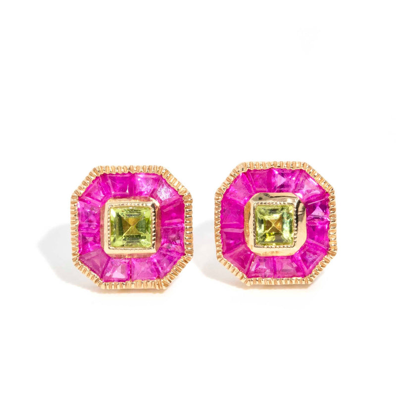 Blanche Ruby & Peridot 9ct Gold Earrings* DRAFT Rings Imperial Jewellery 