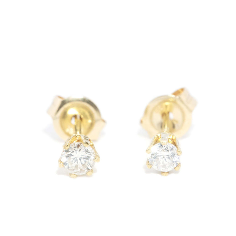 Vintage Circa 1970s Diamond Solitaire Studs 18 Carat Gold